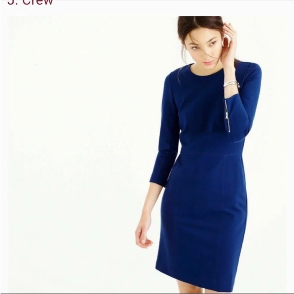 J. CREW Classic Navy Long Sleeve Ponte Knit Dress
